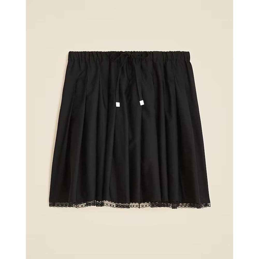 J.Crew Pleated tie-waist mini skirt Black Large‎ NWT